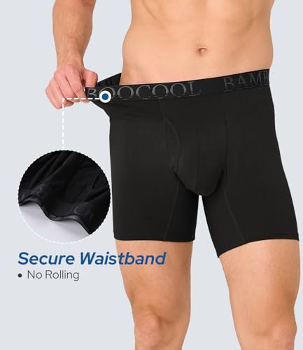Image of BAMBOO COOL Men's Underwear Boxer Briefs Fly with Built-in 3D Pouch Comfortable Cool Underwear for Men 4 Pack