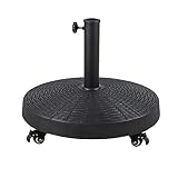 COBANA Patio Umbrella Base, Heavy-Duty Stand Resin Weights with Wheels for Outdoor Market Umbrella,
