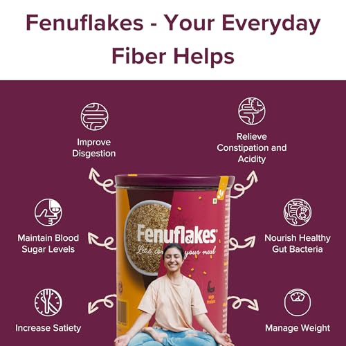 Image of Fenuflakes 300g Fiber Supplement | Bloating, Acidity & Constipation Relief | Prebiotic Fiber | Psyllium Husk & Isabgol Replacer | Helps in Managing Blood Sugar Levels | Neutral in Taste | Unflavored | Add to Any Food
