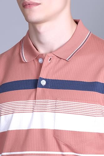Image of SANE ORIGINALS T-Shirt for Men with Pocket || Textured Striped Polo for Men