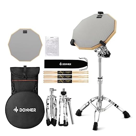 Donner Almohadilla de práctica de tambor con soporte de tambor