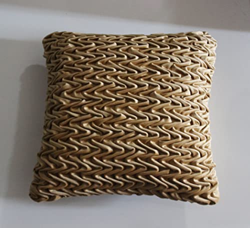 Image of Monstera Hut Corded Wavy Suede Mustard Cushion Cover Pack of 2, (Cushion Cover 16x16inch) (40.6 x 40.6 cm)
