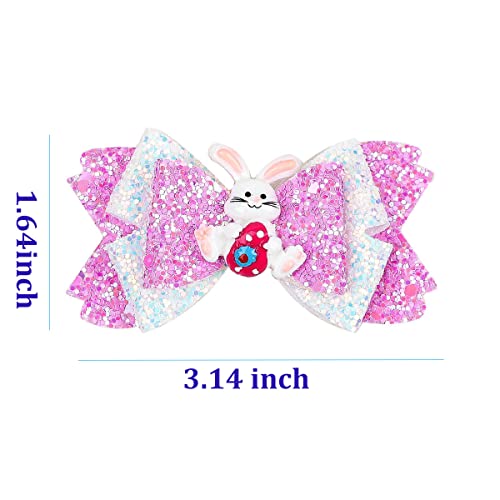 Glitter Bunny Hair Bows Clips Easter Rabbit Hair Pins Boutique Kids Girls Cartoon Headwear Costume Accessories For Back To School,Spring,Easter Party #TOP4