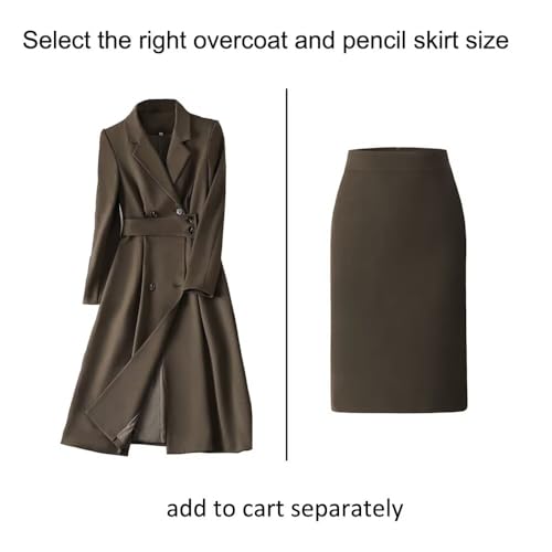 Womens Mid Length Suit Set Winter Smart Casual Overcoat Pencil Skirt Separates-Coat & Skirt3