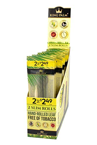 King Palm Slim Size Cones (Display CASE - 20 Packs of 2, 40 Rolls Total) Natural Pre Wrap Palm Leafs - Pre Rolled Cones - All Natural Cones - Corn Husk Filter - Preroll Cones - Cones with Filter