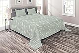 Ambesonne Clouds Coverlet, Repetitive Abstract Cumulus Soft Pastel Tones Sky Striped Illustration, 3 Piece Decorative Quilted Bedspread Set with 2 Pillow Shams, King Size, Ivory and Pale Seafoam