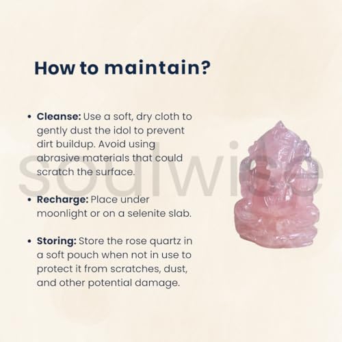 Image of Soulwise Rose Quartz Ganesha 13cm Tall, Healing Crystal for Love, Compassion, Abundance and Positivity, Housewarming Gift Decor