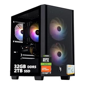 acer Nitro 60 Gaming Desktop Computer | AMD Ryzen 7 7700 | 32GB DDR5 2TB SSD | NVIDIA GeForce RTX 5070 12GB GDDR7 DLSS4 (Up to 988 AI Tops) | DisplayPort Wi-Fi 6 Win11 w/DLCA Accessory