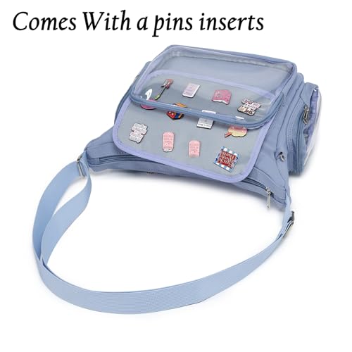 Image of Canvas Ita Bag Crossbody Shoulder Bag Kawaii Purses and Handbags with Anime Pins Display Medium