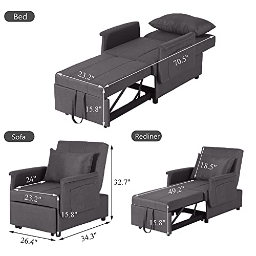 Convertible Chair Bed 3in1, Sleeper Chair Bed Pull Out Sleeper