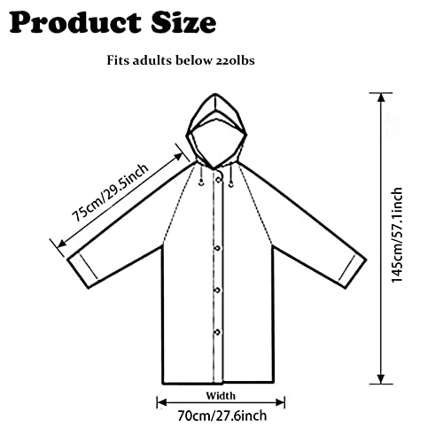 EVA Rain Ponchos for Adults, 2 Pack Reusable Raincoats with Hoods and Sleeves Lightweight Rain Jacket3