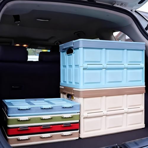 Foldable Outdoor Storage Deck Box - Large Capacity PP Organizer for Home, Car Trunk, and Camping - Convenient Carrying Handle - Green, 42cm/16.5in