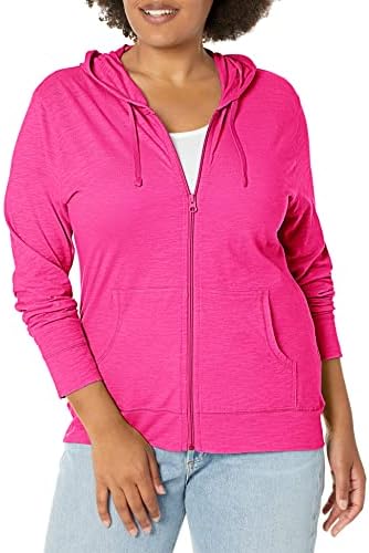 Hanes Women's Jersey Full Zip Hoodie, Amaranth, Large
