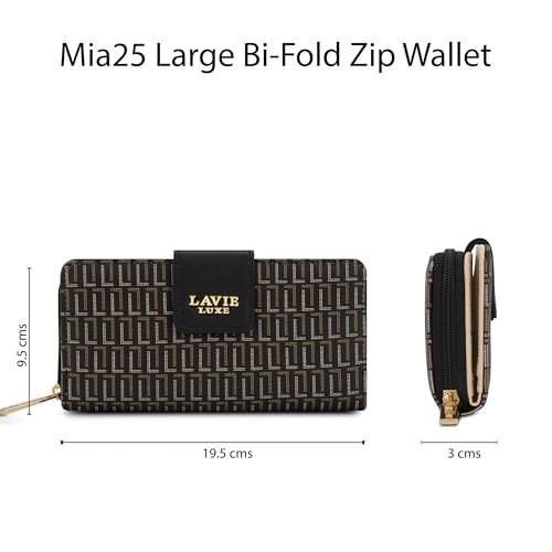 Image of Lavie Luxe Women's Mono Mia25 Bifold Zip Wallet |Gift For Ladies