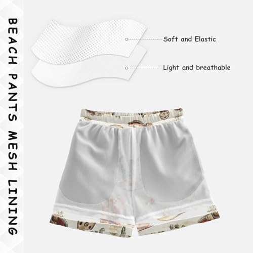 Pigsaly Boys Swim Trunks Cowboy Cowgirls Vintage Catti Boys Board Shorts Swimsuit Swimwear Summer Bathing Suit XS Multicolor4