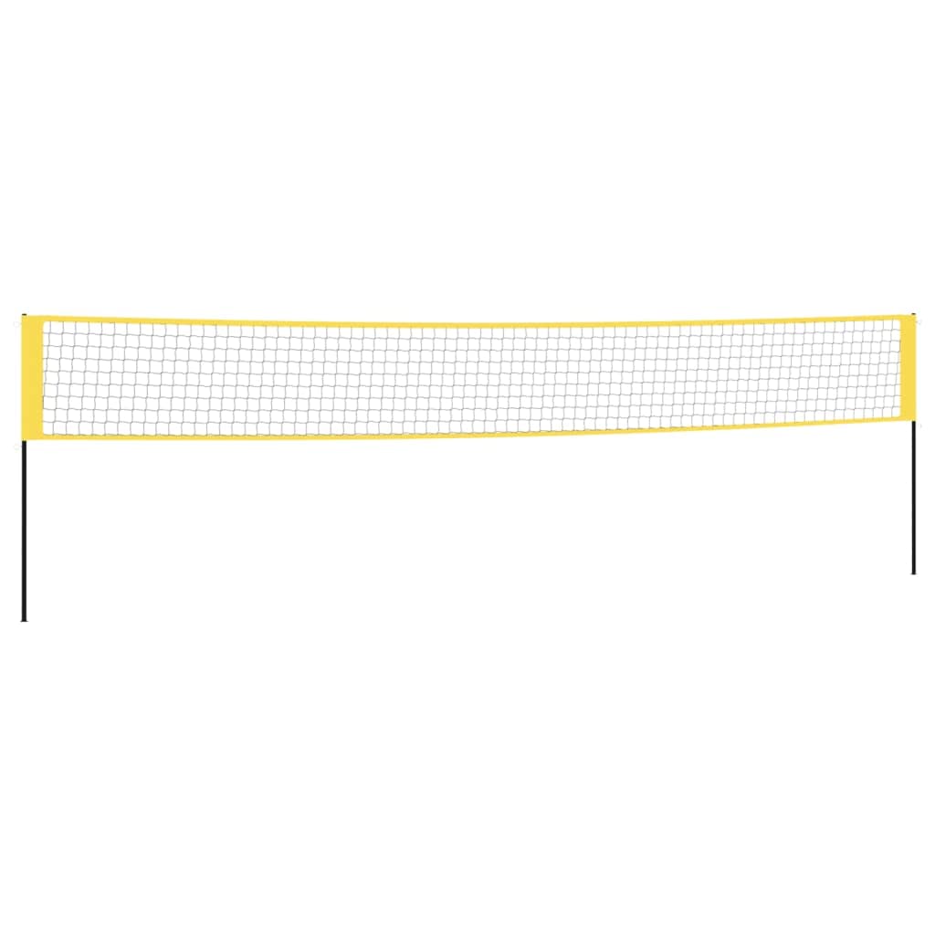 vidaXL Rete da badminton per interni ed esterni Tennis Volley Rete da badminton con racchette Volano Borsa Portatile Giallo e Nero 600x155 cm Tessuto PE