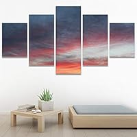 SIGNWIN 5 Panel Canvas Wall Art Modern Art Coastal Colorful Multicolor Photography Romantics Sunset for Home Decorations Ready to Hang - 60