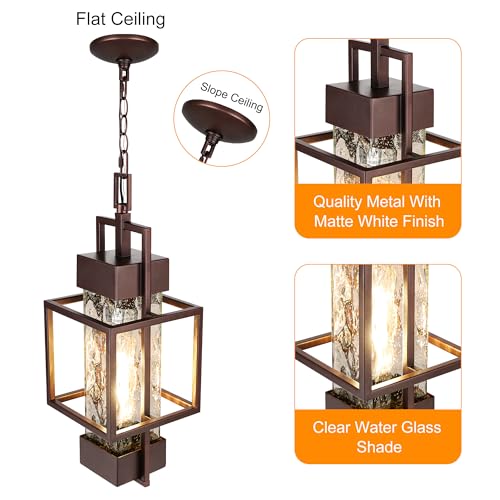 Partphoner PACL034AZ1 15 Inch Outdoor Indoor Pendant Light Exterior Hanging Lantern thumb #1