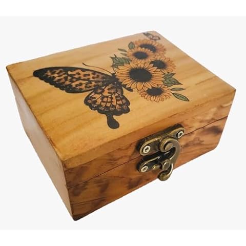 JB&C Premium Sunflower Butterfly Trinket Box Small Jewelry Keepsake Box | Storage Box for Girls Women | Gift Idea, Animal Lover Ornaments for Home Décor(6BFD) Cover