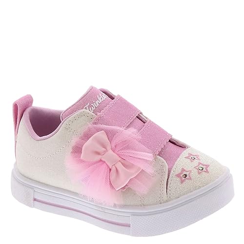Skechers Kids Twinkle Toes Twinkle Sparks - Glitter Gems Sneaker, White/Pink, 7