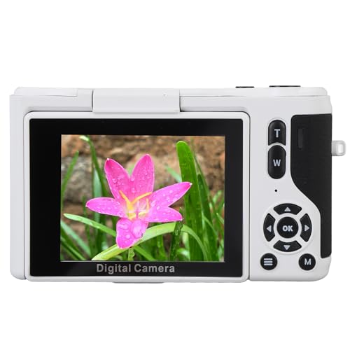 Cámara Digital, Pantalla Flip Cámara Digital de 2.8 Pulgadas IPS Pantalla 16x Zoom para Fotos (White)