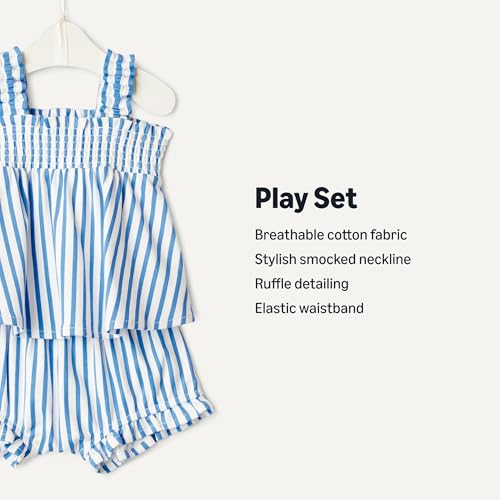 Image of Amazon Essentials x Sofia Grainge Baby Girls' Cotton Sleeveless Shirt and Shorts Play Set
