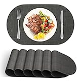 DOLOPL Placemats Set of 6, Oval Large Place Mats for Kitchen Dining Room Table Decorations, Faux Leather Anti Slip Waterproof Dining Table Place Mats for Indoor & Outdoor Use(13.8'x21.6')