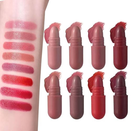 Juegos de Barras de Labios para Mujeres,Set de 8 Colores de Pintalabios en Barra y Brillo Labial Larga Duración - Set de Barras de Labios Mate Tamaño Reducido - Adecuado para, Bodas, Uso Diario,