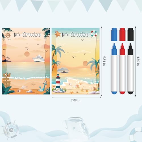 Image of Dazoratix Cruise Door Decorations Magnetic - 2 Pcs Large Retro Sunset Beach Nautical Ship Cabin Magnets with 3 Pens Anchor Whiteboard Cruising Essentials Funny Carnival Stateroom Stickers Fridge Decor