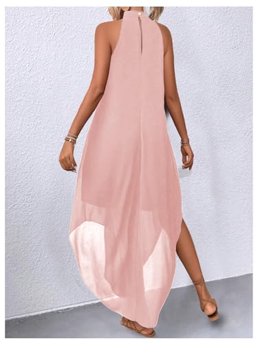 Image of Verdusa Women's Wedding Guest Dress Halter Flowy Chiffon Asymmetrical Long Summer Prom Dress