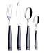 Exzact Cubertería 16 Piezas Acero Inoxidable con Mangos Anchos de plástico - 4 x Cena tenedors, 4 x Cuchillos, 4 x cucharas Cena, 4 x cucharaditas - Servicio para 4 - WF232W (Gris)