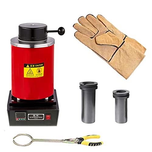 Gold Melting Furnace 1150â„ƒ /2102 â„‰ 1400W Electric Digital Melting Furnace Machine with 1KG & 3KG Graphite Crucible.Gold, Silver, Copper and Aluminum Smelter Casting Refining Kiln Tools (1kg+3kg)