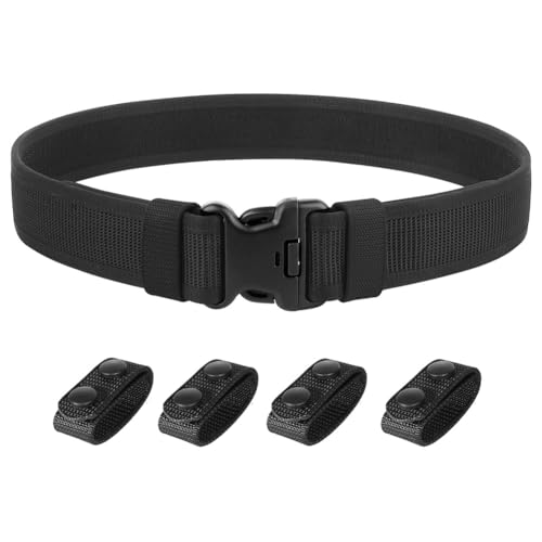 KRYDEX GEAR Police Duty Belt 2 Law Enforcement Officer Nylon Outer + 4 Keepers (Black L)