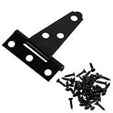 KAIY Pack of 6 Black Door Hinges 2-Inch T-Shape Gate Hinges for Wood, Bisagras para Puertas Door Hardware, T Strap for Wooden Fences/Metal Gates Mounting Screws Bisagras para Puertas De Madera