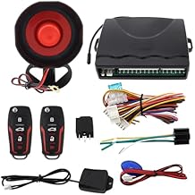 Car Keyless Entry System, Universal 12V Auto Car Security System Burglar Alarm Protection, Anti-Theft System with 2 Remote Control + Siren+Main Control Unit+Shock Sensor+Wiring Harness