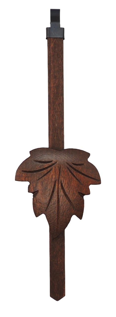 KD89 Pendel aus Holz für Kuckucksuhr, Motiv Weinblatt, verschiedene Farben erhältlich, handgefertigt aus schwarzem Holz (dunkel)