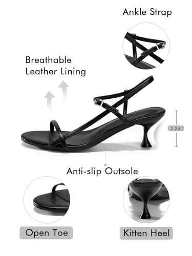 Image of Coutgo Womens Strappy Heeled Sandals Kitten Low Heel Open Toe Ankle Strap Party Wedding Dress Shoes