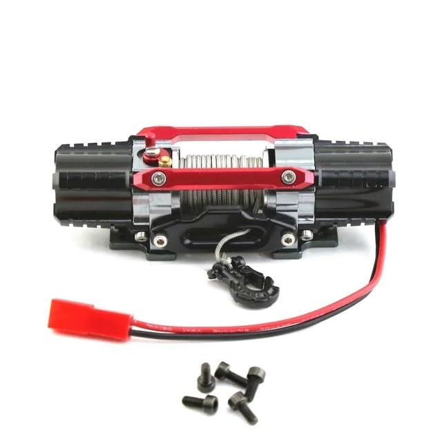Dual Motor Metal Simulated Winch for 1/8 1/10 RC Crawler Car Axial SCX10 TRAXXAS TRX4 RC4WD D90 KM2 Redcat YK4082 Upgrade Parts(Red)