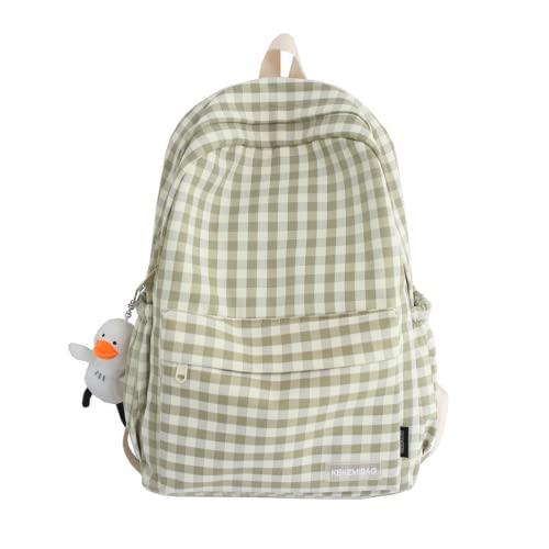 Cute Backpack with Bear/Cow Pendant Kawaii Ulzzang Japanese Korean Large Bag College Style Casual Backpack (Style 02 yellow)