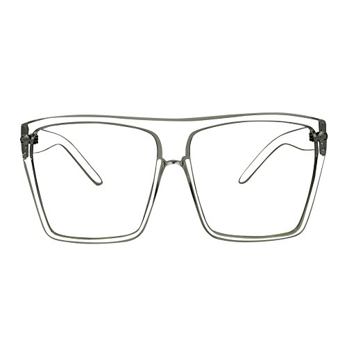 نظارة شمسية عصرية عصرية بتصميم شبه منحرف من شادي في يو كبيرة الحجم ومسطحة للرجال والنساء, إطار شفاف مع عدسة شفافة، XL