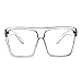 ShadyVEU Oversized Fashion Square Sunglasses Flat Top 100% UV Protection Trapezoid Shape Bold Big XL Large (Clear Frame, Clear Lens)