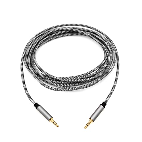 JZK 3M Câble auxiliaire 3,5 mm, jack stéréo mâle-mâle, câble audio tressé en nylon pour casque, autoradio, pour iPod, pour iPhone, ordinateur portable