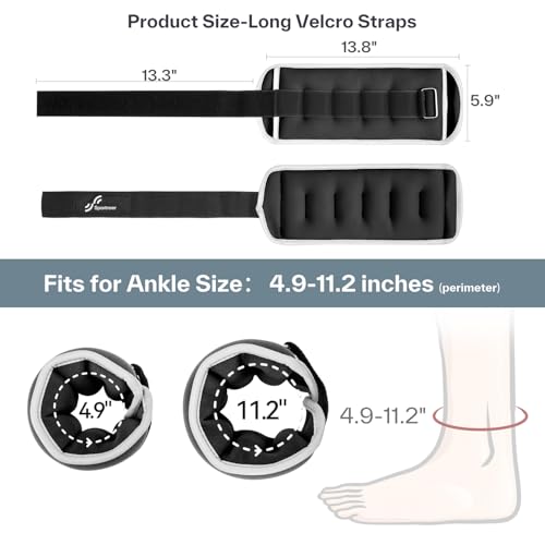 Image of Sportneer Ankle Weights Wrist Weights Pair of 1 /2 /4 /6 /10 LBS for Men Women Kids Strength Training Wrist and Ankle Weights Set with Reflective Strips for Dancing Running Walking Fitness Workout Gym