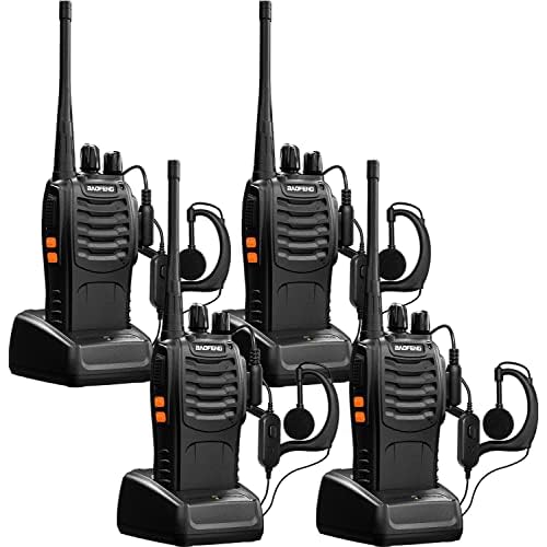 Baofeng Walkie Talkies bf-888s for Adults Handheld Two-Way Radios Long Range UHF Communicator Rechargeable Interphone Professional 4 Pack Walky Talky Set with Earpiece,Li-ion Battery and Charger