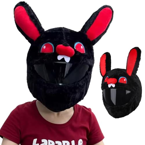 Housse de casque lapin pelucheux pour personnaliser son intégral