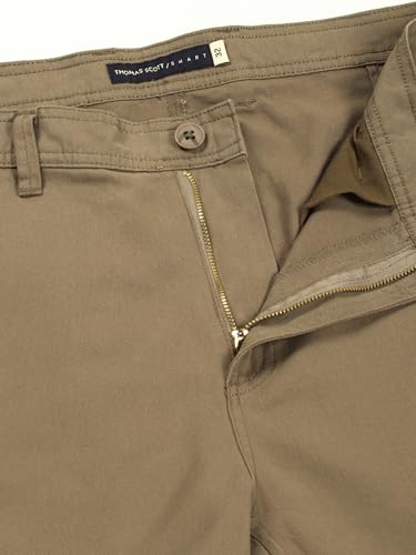 Image of Thomas Scott Men's | Solid | Light Weight | Breathable Fabric | Mid Rise | Regular Fit | Cotton Blend | Button Waist | Chino Trouser | Pants