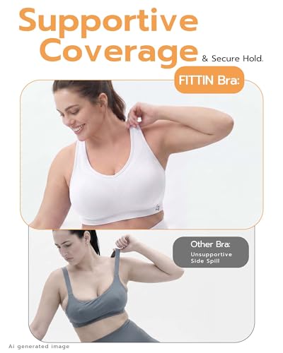 Image of FITTIN Supportive Sports Bras for Women: Padded Racerback for Yoga Workout | Full Coverage No Bounce Zero-Pressure Comfort Wide Strap Seamless for Pilates Gym - for C-DDD Cups Plus Size Large Bust Women