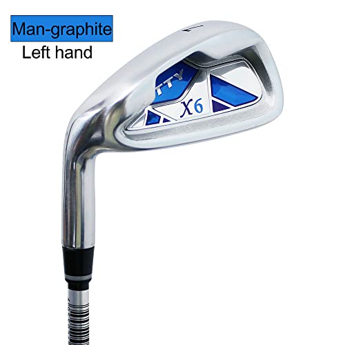 El golf con las manos izquierdas Iron 7, Adult Men Women Practice Club con eje de acero de grafito, control de oscilación de precisión para una precisión mejorada y un ataque verde, diseño de agarre e