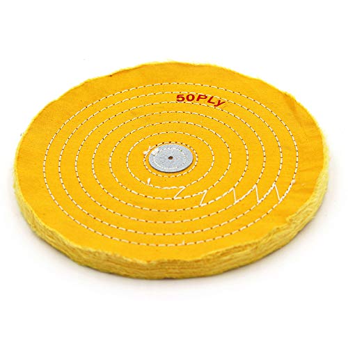 12 Inch Cloth Buffing Polishing wheel with 2/5 Inch Arbor for Bench Grinder Buffer Tool, Yellow, 50 Ply