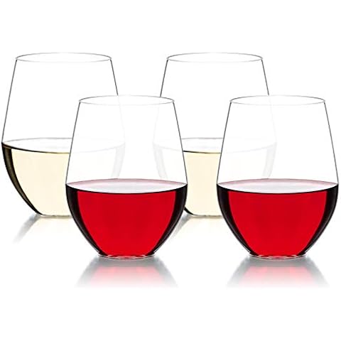 MICHLEY Unbreakable Drinking Tumblers Tritan-Plastic Glass BPA-Free Stemless Wine Glass 470ml Set of 4 Cover